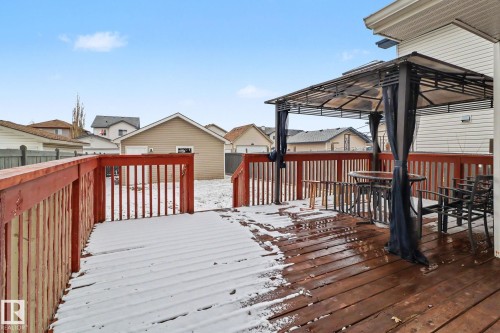 Expansive wood deck with full balustrade - 11633 167B Avenue, Edmonton, AB - Outdoor With Deck Patio Veranda With Exterior