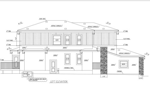 Architectural Drawing, Left Elevation. Illustrating the exterior composition and dimensions of the property - 2 Edgefield Way, St. Albert, AB - Other