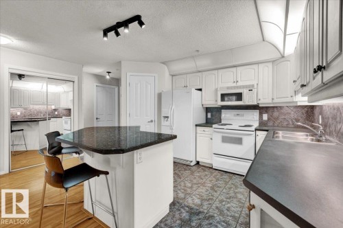 103 9008 99 Avenue, Edmonton, AB - Indoor Photo Showing Kitchen With Double Sink