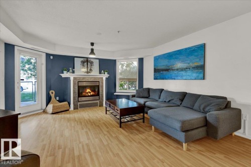 103 9008 99 Avenue, Edmonton, AB - Indoor Photo Showing Living Room With Fireplace