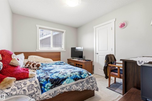 Bedroom featuring a single window with blinds, light gray wall paint, and white trim - 9812 224 Street, Edmonton, AB - Indoor Photo Showing Bedroom
