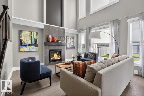 17851 8 Avenue, Edmonton, AB - Indoor Photo Showing Living Room With Fireplace