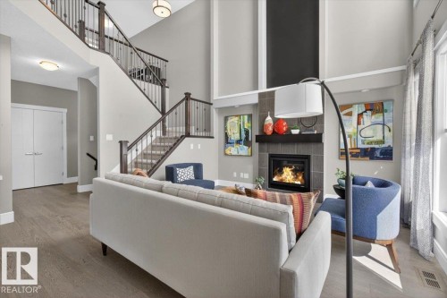 17851 8 Avenue, Edmonton, AB - Indoor Photo Showing Living Room With Fireplace