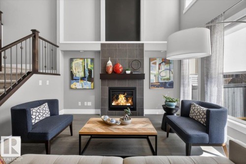 17851 8 Avenue, Edmonton, AB - Indoor Photo Showing Living Room With Fireplace