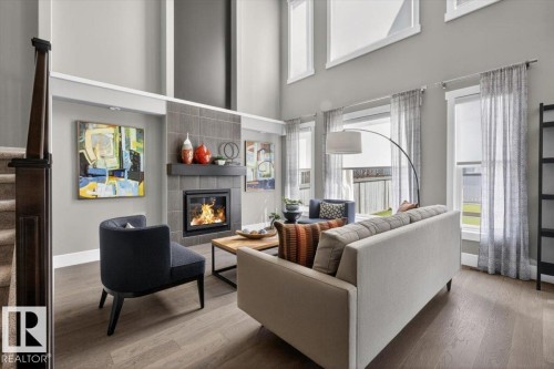 17851 8 Avenue, Edmonton, AB - Indoor Photo Showing Living Room With Fireplace