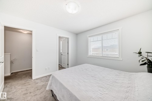 Light-filled room featuring neutral wall paint, white trim, gray carpet flooring, and a window with blinds - 2505 14 Avenue, Edmonton, AB - Indoor Photo Showing Bedroom