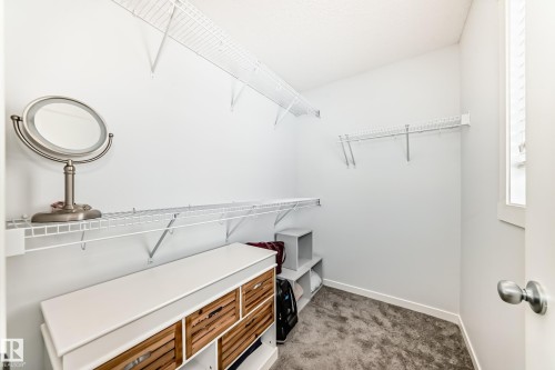Walk-in closet featuring white wire shelving, light gray carpeting, a small window, and white walls - 2505 14 Avenue, Edmonton, AB - Indoor With Storage