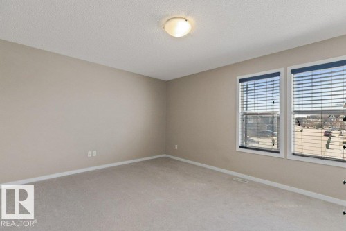 Spacious room featuring neutral wall tones, textured ceiling, and plush carpet flooring - 575 Allard Boulevard, Edmonton, AB - Indoor Photo Showing Other Room