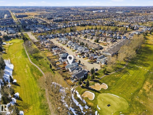 Aerial perspective showcasing a residential neighborhood with varied housing styles - 2251 Brennan Court, Edmonton, AB - Outdoor With View