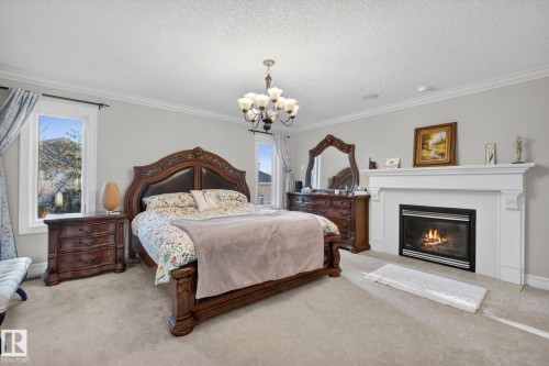 918 Hollingsworth Bend, Edmonton, AB - Indoor Photo Showing Bedroom With Fireplace