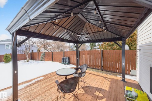 The property features a spacious deck with a gazebo, providing an outdoor living area - 34 Donald Place, St. Albert, AB - Outdoor With Deck Patio Veranda With Exterior