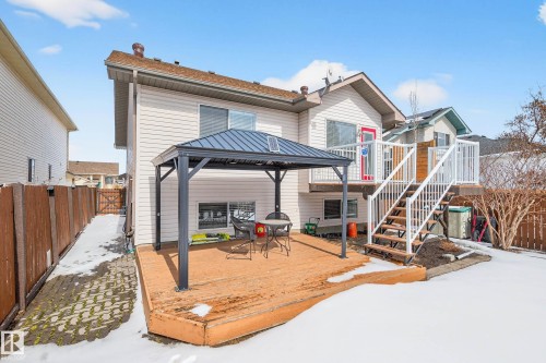 The property features a wooden deck with a gazebo, providing an outdoor living space - 34 Donald Place, St. Albert, AB - Outdoor With Exterior