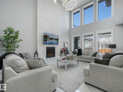 7532 173 Avenue, Edmonton, AB - Indoor Photo Showing Living Room With Fireplace