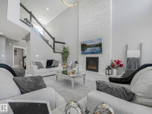 7532 173 Avenue, Edmonton, AB - Indoor Photo Showing Living Room With Fireplace
