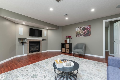 91 Appleton Crescent, Sherwood Park, AB - Indoor Photo Showing Living Room With Fireplace
