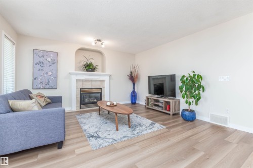 91 Appleton Crescent, Sherwood Park, AB - Indoor Photo Showing Living Room With Fireplace