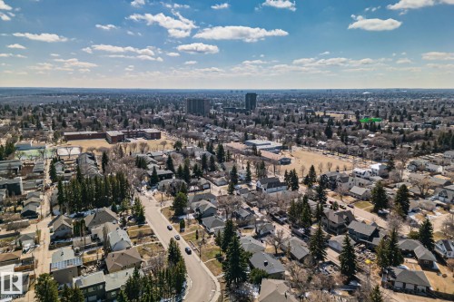 Expansive aerial perspective showcasing a residential neighborhood with diverse housing styles - 13635 108 Avenue, Edmonton, AB - Outdoor With View