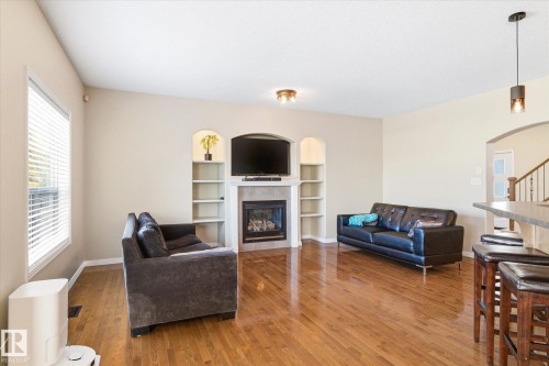 8027 3 Avenue, Edmonton, AB - Indoor Photo Showing Living Room With Fireplace