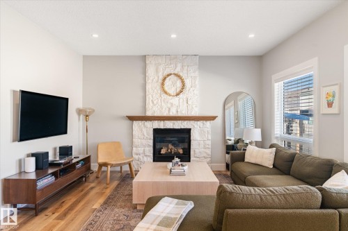 40 Dunfield Crescent, St. Albert, AB - Indoor Photo Showing Living Room With Fireplace