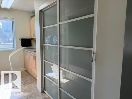 Frosted glass sliding doors with aluminum framing - 356 Weber Way, Edmonton, AB -  Photo Showing Other Room