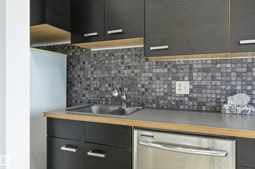 1805 10024 Jasper Avenue, Edmonton, AB - Indoor Photo Showing Kitchen With Double Sink