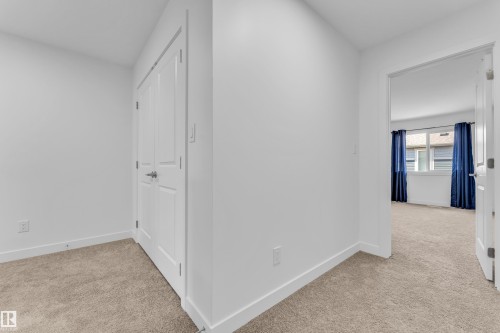 Hallway with light-toned carpeting and white walls - 41 603 Orchards Boulevard, Edmonton, AB - Indoor Photo Showing Other Room