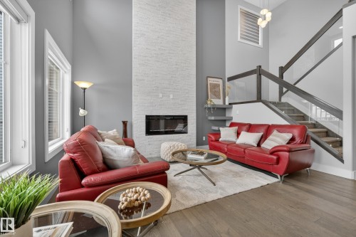 1468 Enright Landing, Edmonton, AB - Indoor Photo Showing Living Room With Fireplace