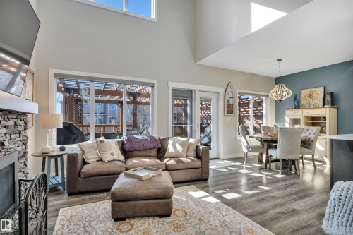 9 Rolston Close, Leduc, AB - Indoor Photo Showing Living Room With Fireplace