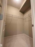 Walk-in closet featuring wire shelving, wall-to-wall carpeting, and neutral paint - 