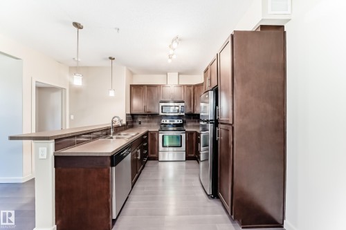 230 308 Ambleside Link Link, Edmonton, AB - Indoor Photo Showing Kitchen With Double Sink