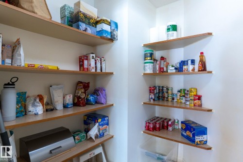 Spacious pantry featuring multiple levels of light wood-finish shelving for ample storage - 848 Wheeler Road W, Edmonton, AB - Indoor With Storage