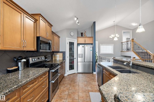 28 Woods Place, Leduc, AB - Indoor Photo Showing Kitchen With Double Sink With Upgraded Kitchen