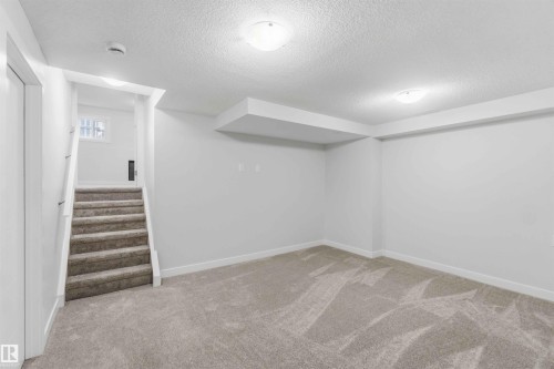 Finished lower level featuring light-toned carpeting and neutral wall tones - 119 Dorchester Drive, St. Albert, AB - Indoor Photo Showing Other Room