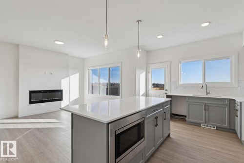 2708 188 Street, Edmonton, AB - Indoor Photo Showing Kitchen With Fireplace With Upgraded Kitchen