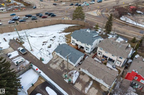 The property features a detached garage and a fenced yard - 2 Sturgeon Road, St. Albert, AB - Outdoor With View