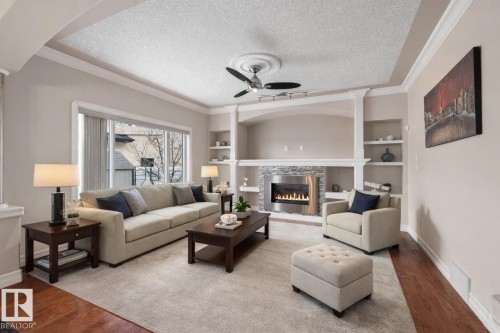 9203 160 Avenue, Edmonton, AB - Indoor Photo Showing Living Room With Fireplace