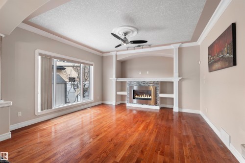 9203 160 Avenue, Edmonton, AB - Indoor Photo Showing Living Room With Fireplace