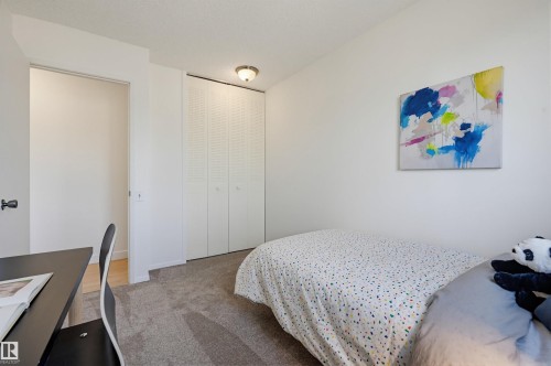 Bright interior room with white walls and grey carpet flooring - 8043 178 Street, Edmonton, AB - Indoor Photo Showing Bedroom
