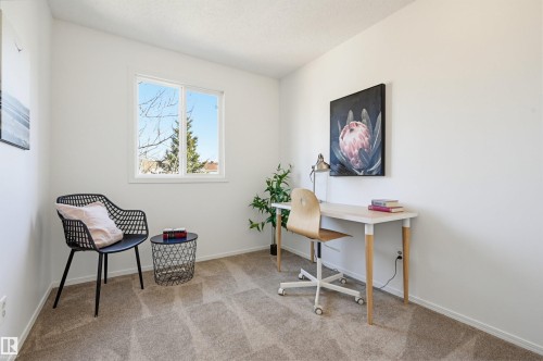 Bright room with neutral wall paint, a single window, and textured carpeting - 8043 178 Street, Edmonton, AB - Indoor Photo Showing Office
