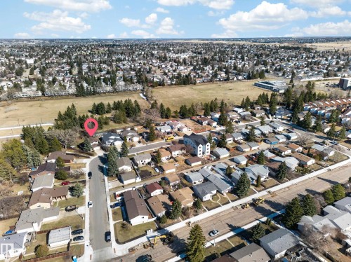 Aerial view of a residential neighborhood with varied housing styles - 1767 61 Street, Edmonton, AB - Outdoor With View