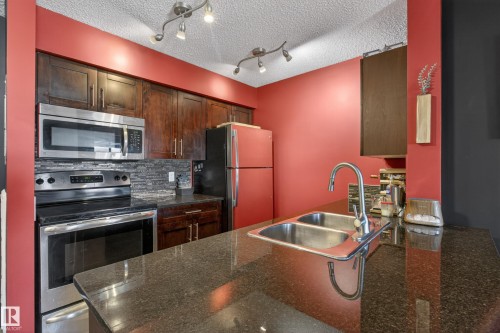 308 12045 22 Avenue, Edmonton, AB - Indoor Photo Showing Kitchen With Stainless Steel Kitchen With Double Sink With Upgraded Kitchen