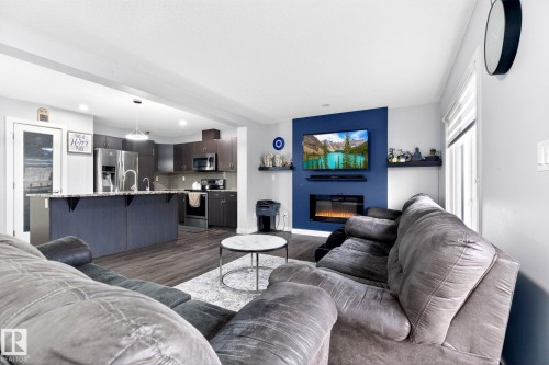 308 42 Avenue, Edmonton, AB - Indoor Photo Showing Living Room With Fireplace