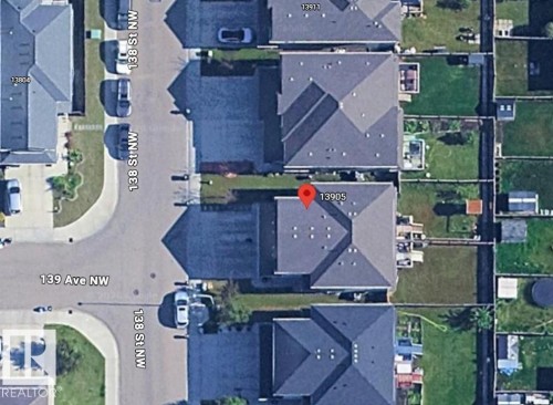 Aerial Map. Displaying the property at 13905 138 St NW in relation to adjacent structures and roadways - 13905 138 St, Edmonton, AB - Other