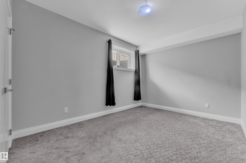Carpeted room featuring light gray walls, white baseboards, and a white ceiling with a flush-mount light fixture - 3702 Claxton Place, Edmonton, AB - Indoor Photo Showing Other Room