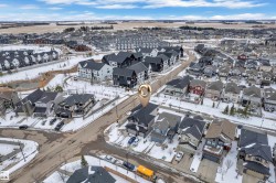 Aerial perspective showcasing a residential neighborhood with diverse housing styles - 