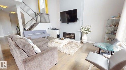 619 Hudson Road, Edmonton, AB - Indoor Photo Showing Living Room With Fireplace