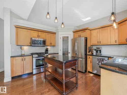 160 Carlson Close, Edmonton, AB - Indoor Photo Showing Kitchen With Stainless Steel Kitchen With Double Sink