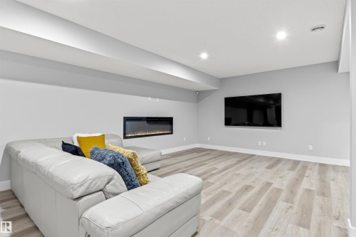4810 Knight Crescent, Edmonton, AB - Indoor Photo Showing Living Room With Fireplace
