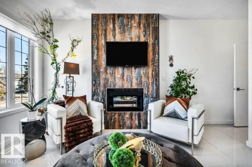 10920 96 Street, Edmonton, AB - Indoor Photo Showing Living Room With Fireplace