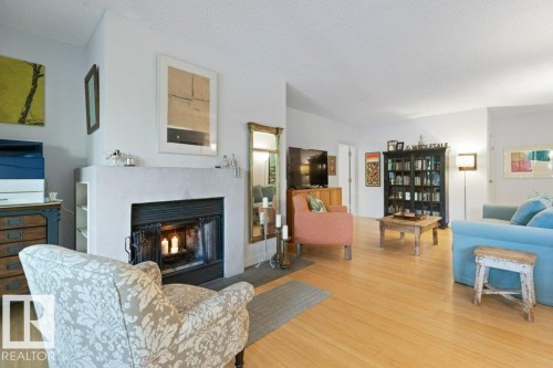 202 9809 110 Street, Edmonton, AB - Indoor Photo Showing Living Room With Fireplace